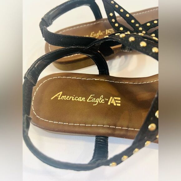 American Eagle Women’s Size 8.5 Black/Brown Sandals with Studded Design - Picture 6 of 8
